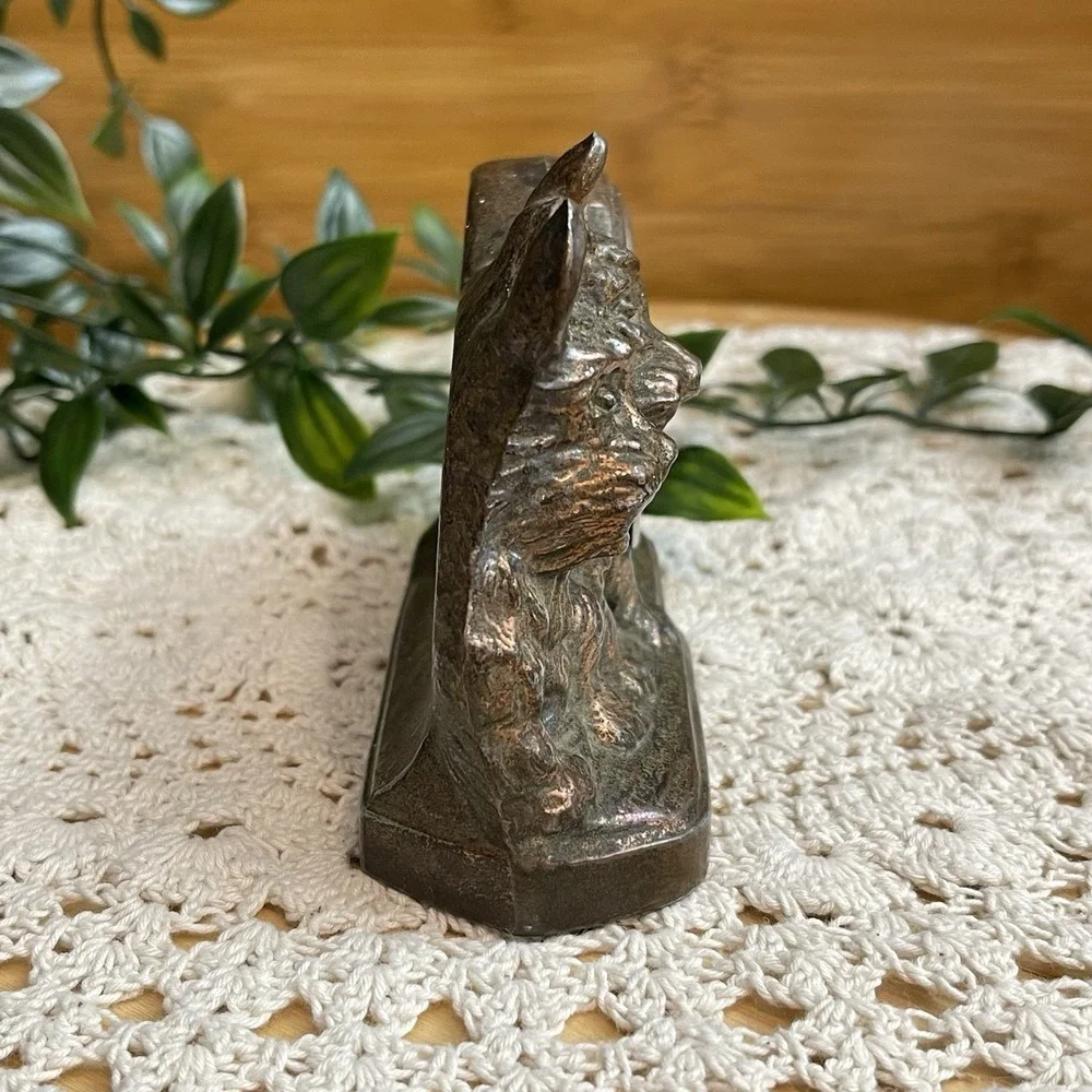 Vtg Art Deco Scottie Dog Picture Frame Cast Metal Antique Scottish Terrier Desk